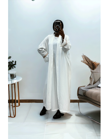 Abaya 2 pièces robe et kimono blanc très class - 1