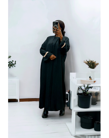 Abaya 2 pièces robe et kimono noir très class - 1
