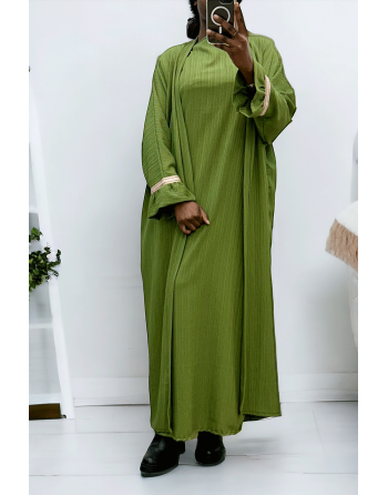 Abaya 2 pièces robe et kimono vert très class - 1