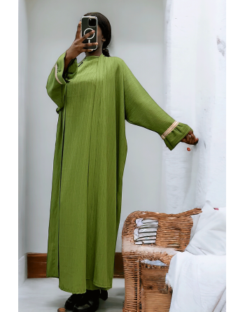 Abaya 2 pièces robe et kimono vert très class - 2