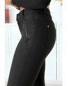 Pantalon slim noir en strech avec zip et suédine - 4