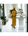 Robe abaya couleur moutarde avec foulard  intégré  - 2