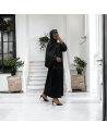 Robe abaya couleur noir avec foulard  intégré  - 1