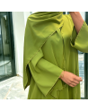 Robe abaya couleur pistache deux pièces avec foulard  - 1